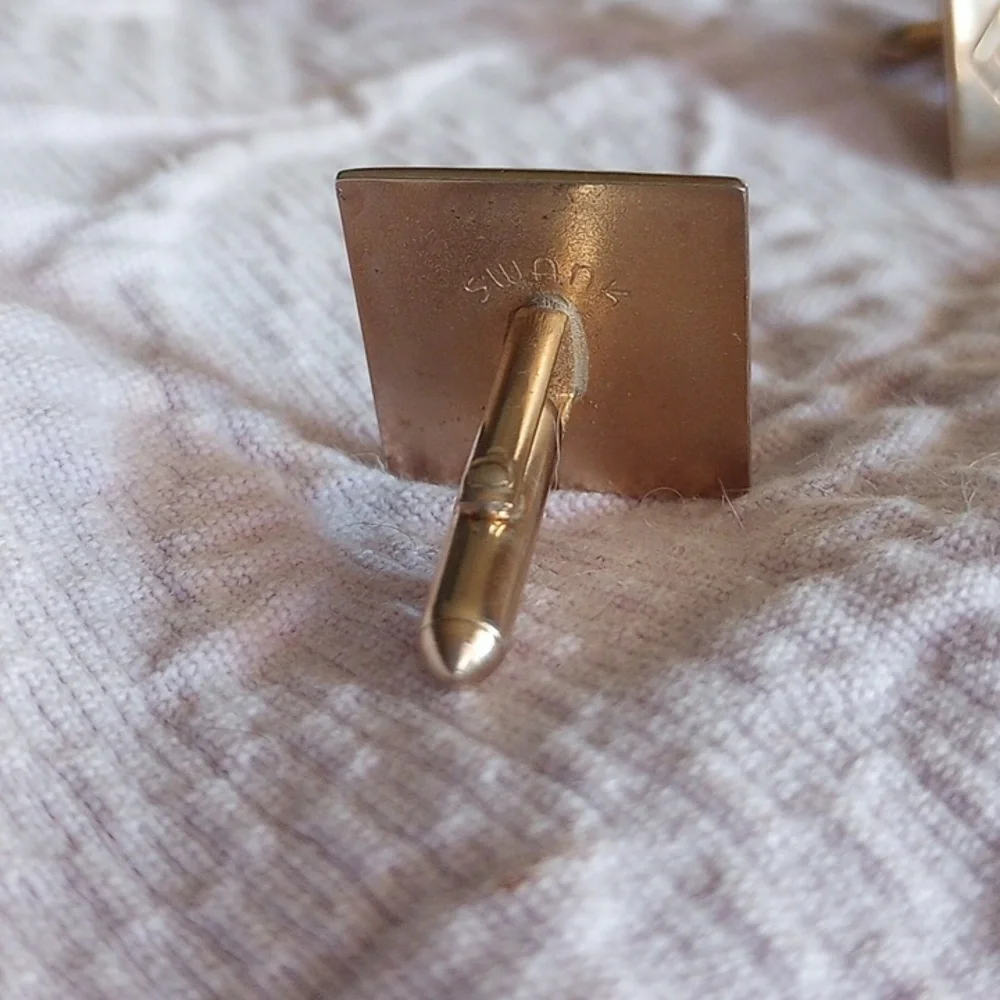 Swank silver tone cufflinks, fleur  de lis, 1960s